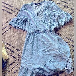 Blue Spring Dress with Shoulder length sleeves